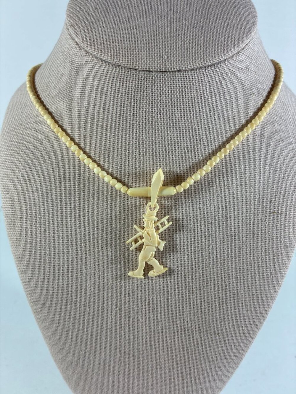 Vintage Figural Chimney Sweep Jewelry Set Necklace Brooch Clip Earrings